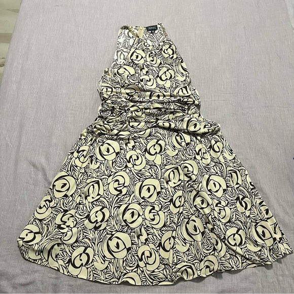 Adrianna Papell Halter neck Gold Chain Floral Dress Size 10 Fall Wedding Guest - Picture 3 of 7